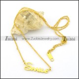 gold tone SMILL pendant necklace n000467