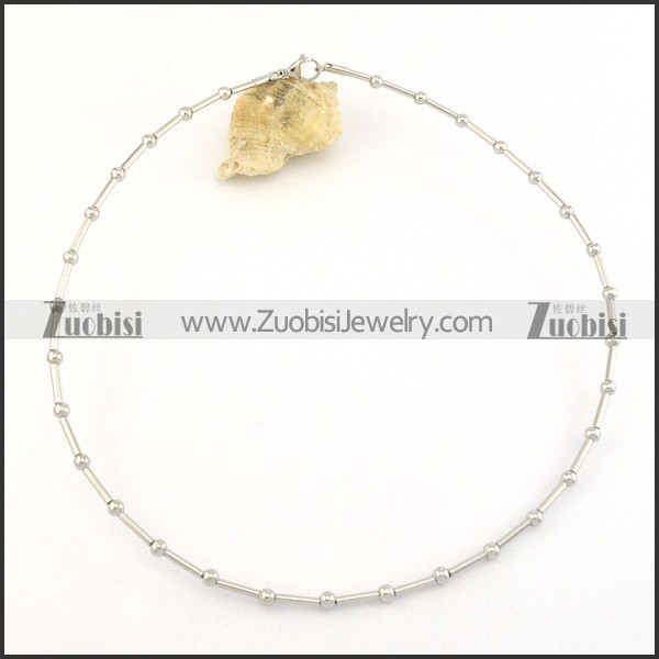 silver stainless steel bamboo chain necklace n000495