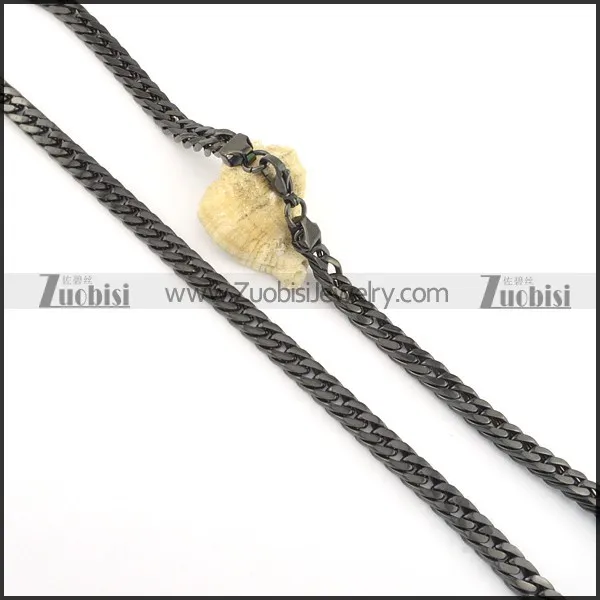 7.5mm black plating chain necklace n000513