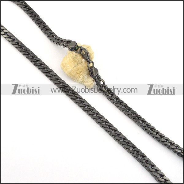 7.5mm black plating chain necklace n000513