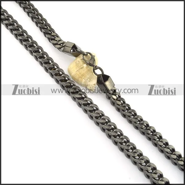 10mm wide black plated square chain necklace n000509