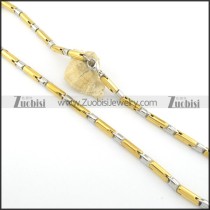 0.6cm wide gold plating and silver stainless steel bamboo chain n000526