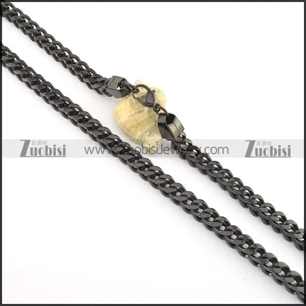 8mm wide black square chain necklace n000508