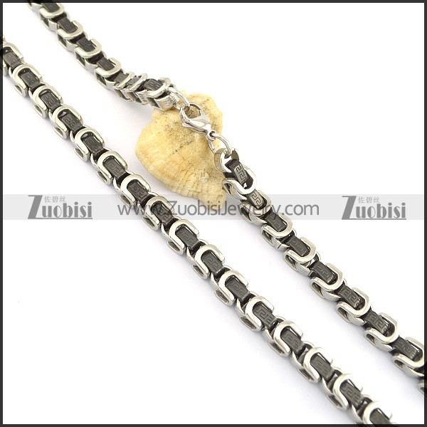 8mm black and steel plating necklace n000668