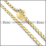 0.8cm wide gold and steel plated necklace n000667