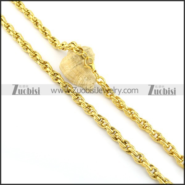 8mm wide all gold plating necklace n000669