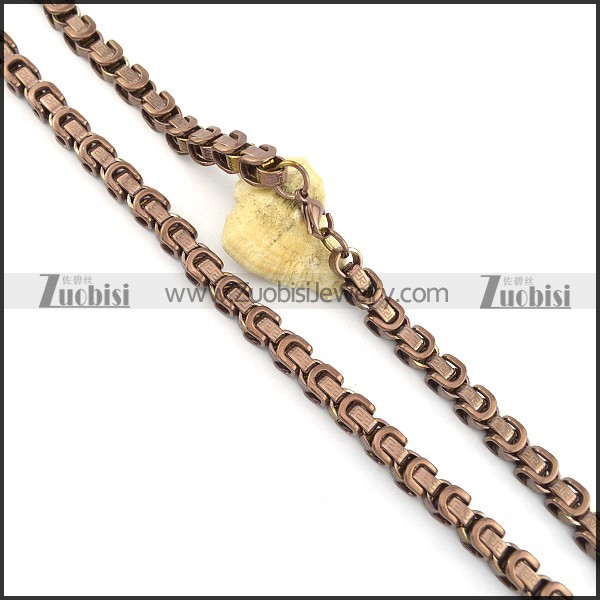 brown tone stainless steel necklace n000634