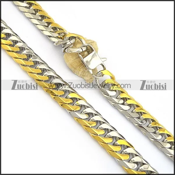 66cm long two tones plating casting necklace n000701