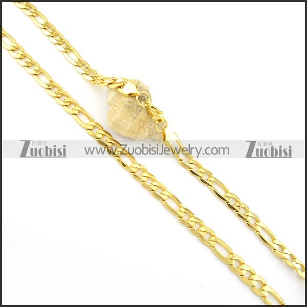 8mm Gold Plating Figaro Chain Necklace n000563