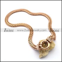 Rose Gold Plating Square Snake Chain Necklace with Casting Buckle n001021