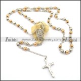 68cm long rosary necklace with jesus cross with rose gold beads n000726
