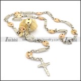 rose gold plating bead chain with jesus cross pendant n000806