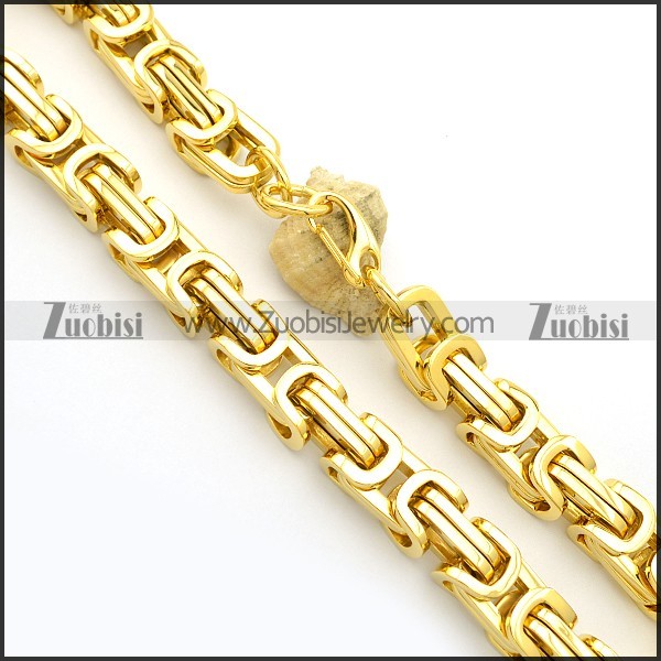 16mm Wide Shiny Yellow Gold Link Chain Necklace n000961