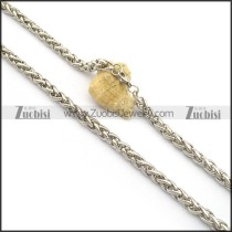 8mm Round Wheat China Necklace in Stainless Steel n001005