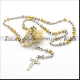 6mm oval spring bead rosary chain with cross n000851