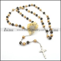 8mm rose gold and black rosary chain necklace n000728