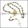 8mm rose gold and black rosary chain necklace n000728