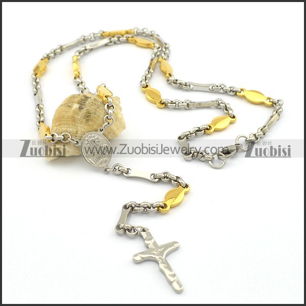 special yellow gold chain necklace with jesus cross pendant n000805