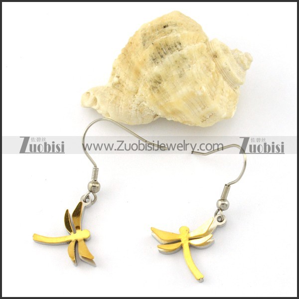 Cute Gold and Silver Tone Dragonfly Earring for Children -e000531