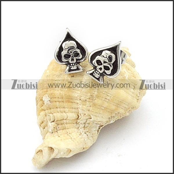 Heart Shaped Stainless Steel Skull Earring - e000066