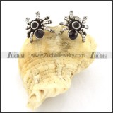 Spider Earring in Stainless Steel with Black Rhinestone -e000413