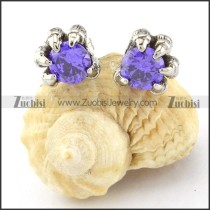 Clear Purple Facted Zircon Claw Earring -e000403