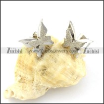 Silver Sand Blasting Butterfly Earring in Stainless Steel -e000532