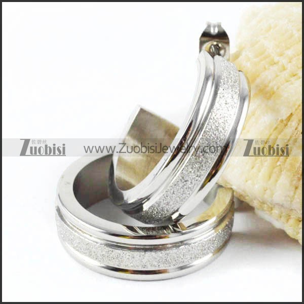 Silver Abrasive Blasting Stainless Steel Earring - e000023