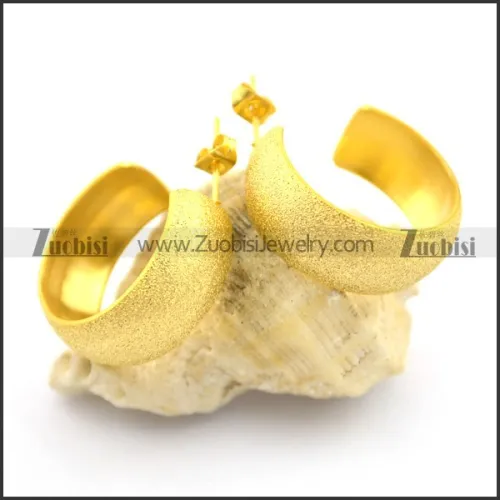 gold sand blasting earring hoop e000906
