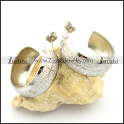 rough stainless steel earring in wide of 9mm e000902