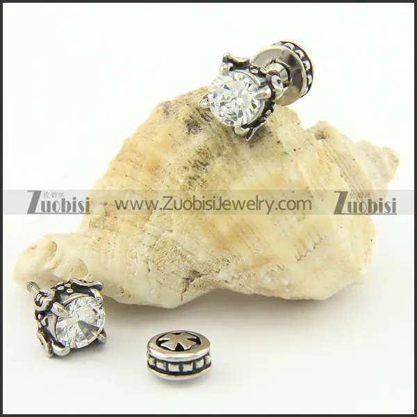 Clear Rhinestone Cross Screw Earring Stud e000700