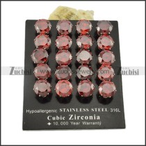 10mm fancy dark red round faceted zircon earrings for women -e000635