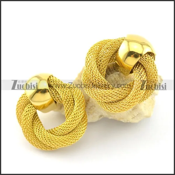yellow gold plating net chain earring e000875