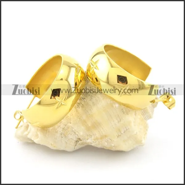 shiny gold smooth stainless steel earring e000788
