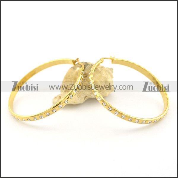 stainless steel gold circle earrings e000862