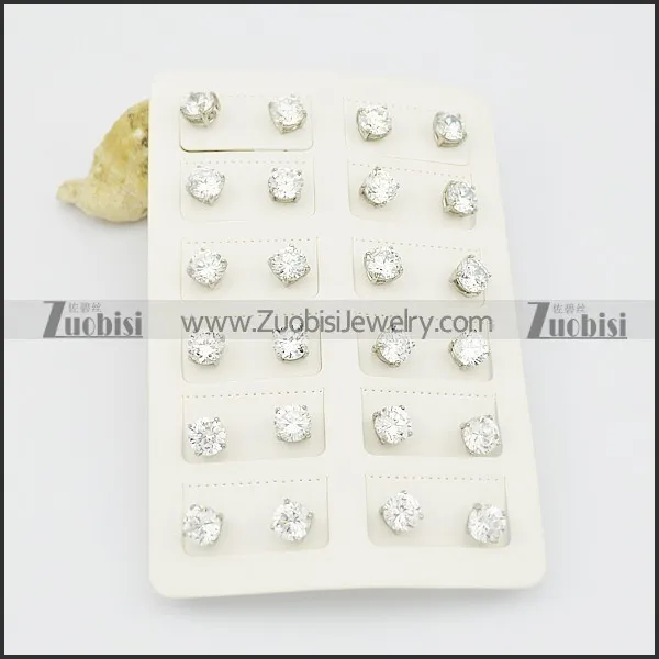 clear zircon stud earring for girl e000880