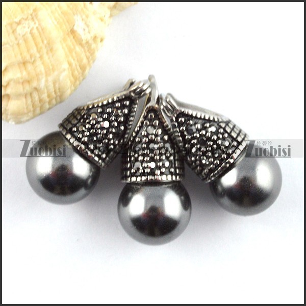 Vintage Stainless Steel jewelry set with Gray Pearl -s000139