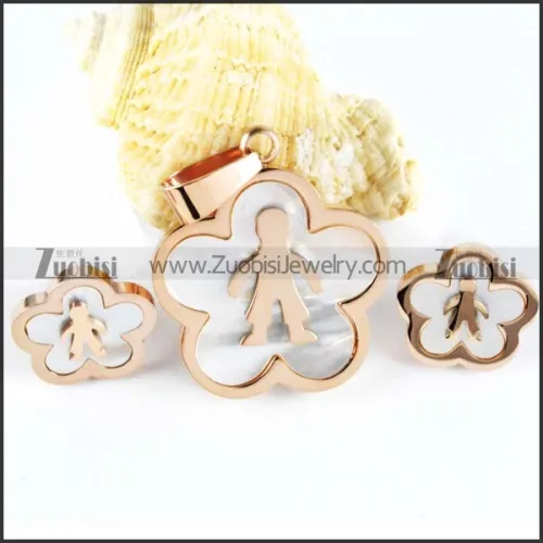Rose Gold Stainless Steel Boy Jewelry Set-s000013