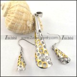 Hollow Snail Pendant and Earring in Stainless Steel -s000033
