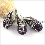 Antique Stainless Steel jewelry set with Purple Rhinestone Ball -s000141