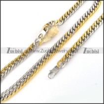 Half Gold and Silver Stainless Steel Necklace Set -s000170
