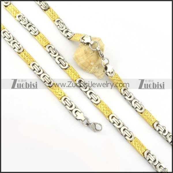 good-looking oxidation-resisting steel Stamping Necklace with Bracele Set - s000264