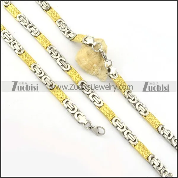 good-looking oxidation-resisting steel Stamping Necklace with Bracele Set - s000264