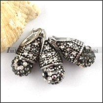 Stainless Steel jewelry set with clear & black Rhinestone Ball -s000140