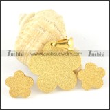 Gold Sand Flower Stainless Steel jewelry set-s000097