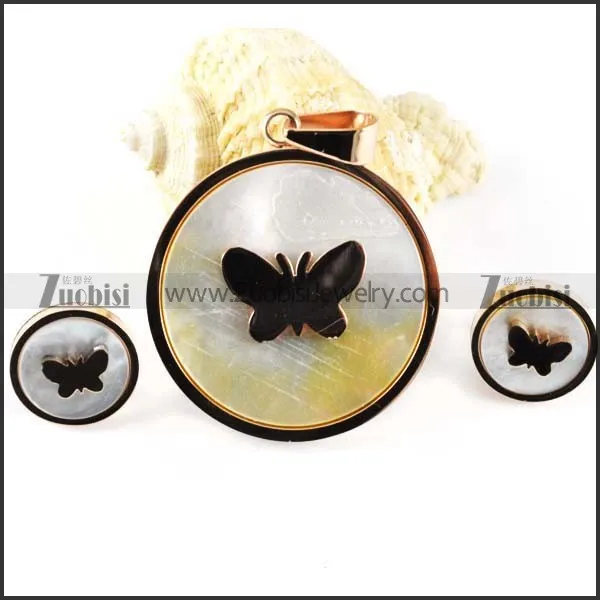 Rose Gold Butterfly jewelry set with shell -s000016