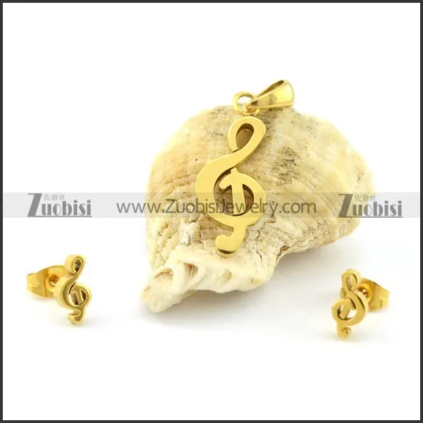 Jewelry Sets of Music Note Pendant and Earring -s000462