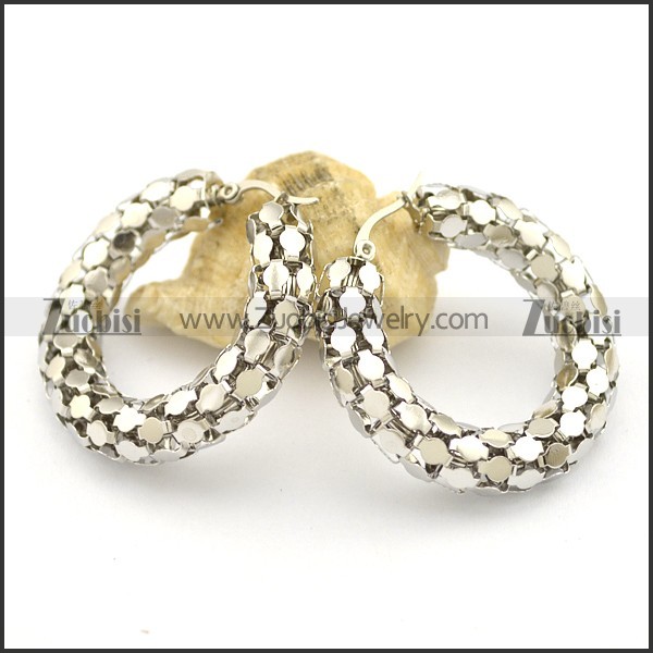 Shiny Silver Stainless Steel Popcorn Earring e001024