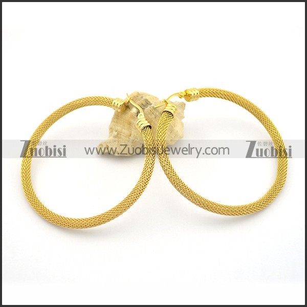 6mm yellow gold net hoop earring e000923