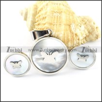 Silver Shell Butterfly Stainless Steel jewelry set-s000151